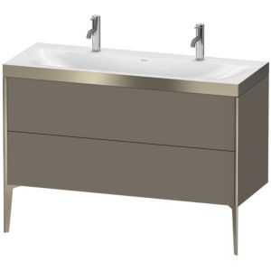 Duravit XViu Waschtisch-Unterschrank XV4713OB190P 120x48cm, 2 Auszüge, ohne Hahnloch, champagner matt, Rahmen P, flannel grey seidenmatt