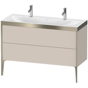 Duravit XViu Waschtisch-Unterschrank XV4713OB191P 120x48cm, 2 Auszüge, ohne Hahnloch, champagner matt, Rahmen P, taupe matt