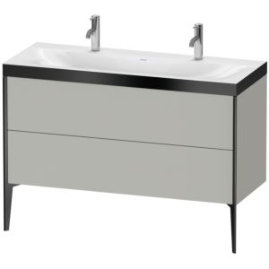 Duravit XViu vanity unit XV4713OB207P 120x48cm, 2 pull-outs, without tap hole, matt black, Rahmen P, matt concrete gray