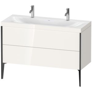 Duravit XViu vanity unit XV4713OB222C 120x48cm, 2 pull-outs, without tap hole, black matt, Rahmen C, white high gloss