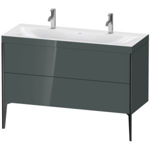 Duravit XViu vanity unit XV4713OB238C 120x48cm, 2 pull-outs, without tap hole, matt black, Rahmen C, dolomiti gray high gloss