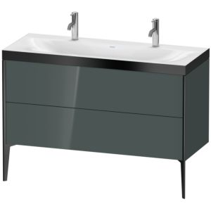 Duravit XViu vanity unit XV4713OB238P 120x48cm, 2 pull-outs, without tap hole, matt black, Rahmen P, dolomiti gray high gloss