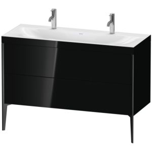 Duravit XViu Waschtisch-Unterschrank XV4713OB240C 120x48cm, 2 Auszüge, ohne Hahnloch, schwarz matt, Rahmen C, schwarz hochglanz