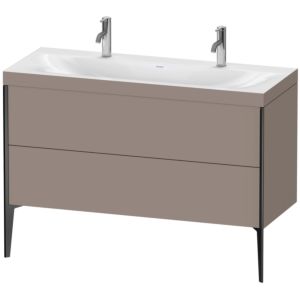Duravit XViu vanity unit XV4713OB243C 120x48cm, 2 pull-outs, without tap hole, matt black, Rahmen C, matt basalt