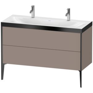 Duravit XViu Waschtisch-Unterschrank XV4713OB243P 120x48cm, 2 Auszüge, ohne Hahnloch, schwarz matt, Rahmen P, basalt matt