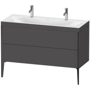 XViu Duravit vasque XV4713OB249C 120x48cm, 2 coulissants, sans trou pour robinet, noir mat, Cadres C, graphite mat