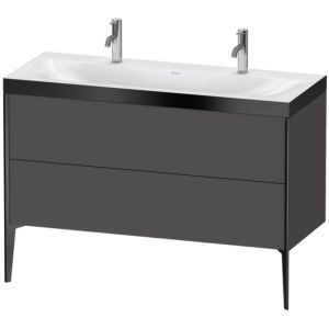 XViu Duravit vasque XV4713OB249P 120x48cm, 2 coulissants, sans trou pour robinet, noir mat, Cadres P, graphite mat