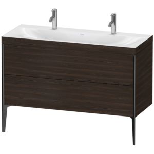 Duravit XViu vanity unit XV4713OB269C 120x48cm, 2 pull-outs, without tap hole, matt black, Rahmen C, brushed walnut