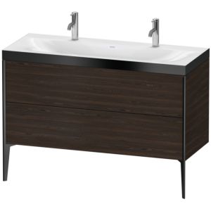 XViu Duravit vasque XV4713OB269P 120x48cm, 2 coulissants, sans trou pour robinet, noir mat, Cadres P, noyer brossé