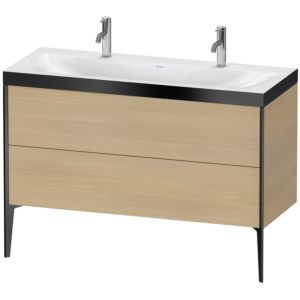 Duravit XViu Waschtisch-Unterschrank XV4713OB271P 120x48cm, 2 Auszüge, ohne Hahnloch, schwarz matt, Rahmen P, mediterrane eiche