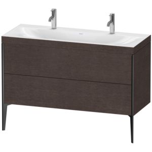 Duravit XViu vanity unit XV4713OB272C 120x48cm, 2 pull-outs, without tap hole, matt black, Rahmen C, brushed dark oak