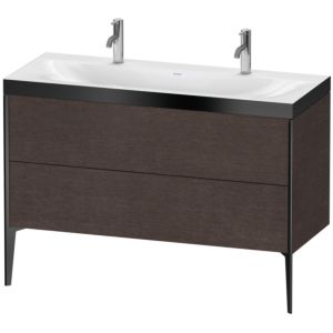 Duravit XViu Waschtisch-Unterschrank XV4713OB272P 120x48cm, 2 Auszüge, ohne Hahnloch, schwarz matt, Rahmen P, eiche dunkel gebürstet