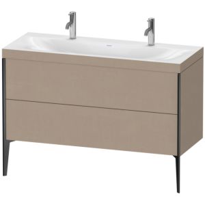 Duravit XViu vanity unit XV4713OB275C 120x48cm, 2 pull-outs, without tap hole, matt black, Rahmen C, linen