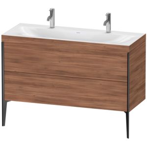 Duravit XViu vanity unit XV4713OB279C 120x48cm, 2 pull-outs, without tap hole, matt black, Rahmen C, natural walnut