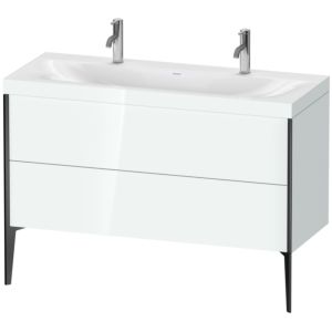 Duravit XViu vanity unit XV4713OB285C 120x48cm, 2 pull-outs, without tap hole, black matt, Rahmen C, white high gloss
