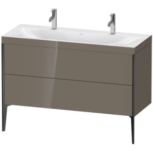 XViu Duravit vasque XV4713OB289C 120x48cm, 2 coulissants, sans trou pour robinet, noir mat, Cadres C, gris flanelle brillant