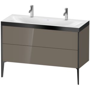 Duravit XViu Waschtisch-Unterschrank XV4713OB289P 120x48cm, 2 Auszüge, ohne Hahnloch, schwarz matt, Rahmen P, flannel grey hochglanz