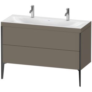 Duravit XViu vanity unit XV4713OB290C 120x48cm, 2 pull-outs, without tap hole, black matt, Rahmen C, flannel gray silk matt