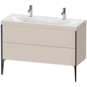 Duravit XViu Waschtisch-Unterschrank XV4713OB291C 120x48cm, 2 Auszüge, ohne Hahnloch, schwarz matt, Rahmen C, taupe matt