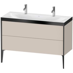 XViu Duravit vasque XV4713OB291P 120x48cm, 2 coulissants, sans trou pour robinet, noir mat, Cadres P, taupe mat
