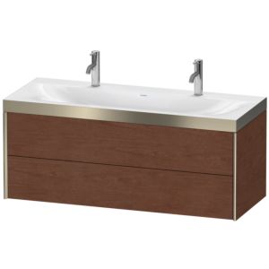 Duravit XViu vanity unit XV4618OB113P 120x48cm, 2 drawers, matt champagne, Rahmen P, American walnut