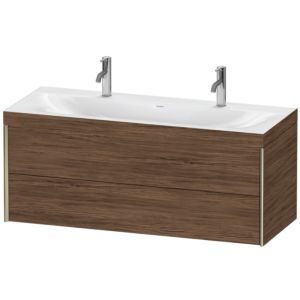 Duravit XViu vanity unit XV4618OB121C 120x48cm, 2 drawers, matt champagne, Rahmen C, dark walnut