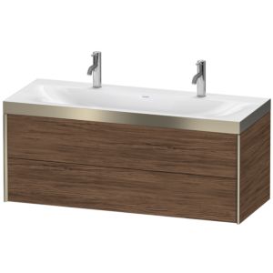 XViu Duravit vasque XV4618OB121P 120x48cm, 2 tiroirs, champagne mat, Cadres P, noyer foncé