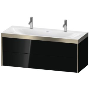 Duravit XViu vanity unit XV4618OB140P 120x48cm, 2 drawers, matt champagne, Rahmen P, black high gloss