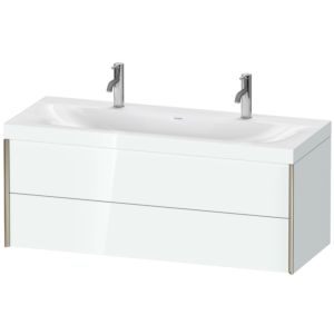 Duravit XViu vanity unit XV4618OB185C 120x48cm, 2 drawers, matt champagne, Rahmen C, white high gloss