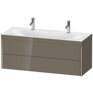 Duravit XViu Waschtisch-Unterschrank XV4618OB189C 120x48cm, 2 Schubkästen, champagner matt, Rahmen C, flannel grey hochglanz