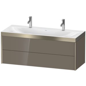 XViu Duravit vasque XV4618OB189P 120x48cm, 2 tiroirs, champagne mat, Cadres P, gris flanelle brillant