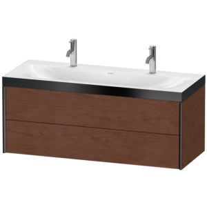 Duravit XViu vanity unit XV4618OB213P 120x48cm, 2 drawers, matt black, Rahmen P, American walnut