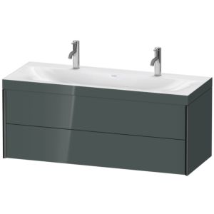 Duravit XViu Waschtisch-Unterschrank XV4618OB238C 120x48cm, 2 Schubkästen, schwarz matt, Rahmen C, dolomiti grey hochglanz