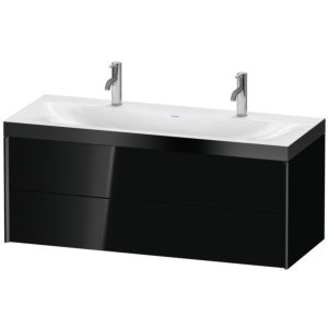Duravit XViu Waschtisch-Unterschrank XV4618OB240P 120x48cm, 2 Schubkästen, schwarz matt, Rahmen P, schwarz hochglanz
