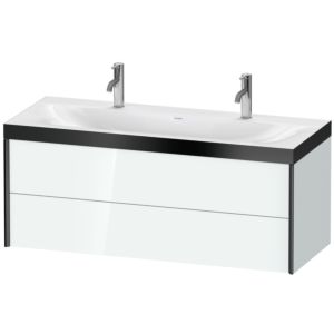XViu Duravit vasque XV4618OB285P 120x48cm, 2 tiroirs, noir mat, Cadres P, blanc brillant