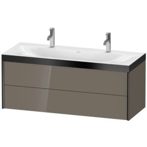 XViu Duravit vasque XV4618OB289P 120x48cm, 2 tiroirs, noir mat, Cadres P, gris flanelle brillant
