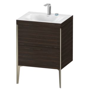 XViu Duravit vasque XV4709EB169C 60x48cm, 2 coulissants, 2 trous pour robinetterie, champagne mat, Cadres C, noyer brossé