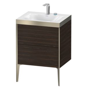 Duravit XViu vanity unit XV4709EB169P 60x48cm, 2 pull-outs, 2 tap holes, matt champagne, Rahmen P, brushed walnut