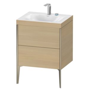 XViu Duravit vasque XV4709EB171C 60x48cm, 2 coulissants, 2 trous pour robinetterie, champagne mat, Cadres C, chêne méditerranéen