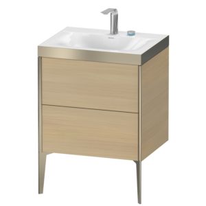 XViu Duravit vasque XV4709EB171P 60x48cm, 2 coulissants, 2 trous pour robinetterie, champagne mat, Cadres P, chêne méditerranéen