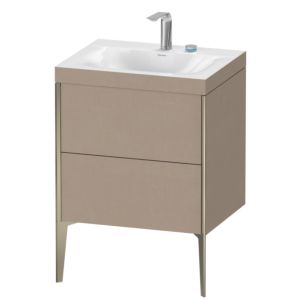 XViu Duravit vasque XV4709EB175C 60x48cm, 2 coulissants, 2 trous pour robinetterie, champagne mat, Cadres C, lin