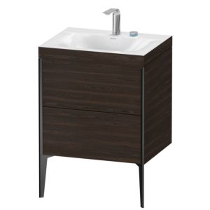 Duravit XViu vanity unit XV4709EB269C 60x48cm, 2 pull-outs, 2 tap holes, matt black, Rahmen C, brushed walnut