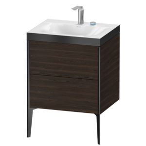XViu Duravit vasque XV4709EB269P 60x48cm, 2 coulissants, 2 trous pour robinetterie, noir mat, Cadres P, noyer brossé
