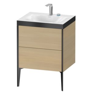 XViu Duravit vasque XV4709EB271P 60x48cm, 2 coulissants, 2 trous pour robinetterie, noir mat, Cadres P, chêne méditerranéen