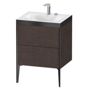 XViu Duravit vasque XV4709EB272P 60x48cm, 2 coulissants, 2 trous pour robinetterie, noir mat, Cadres P, chêne foncé brossé