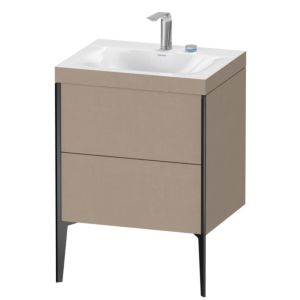 XViu Duravit vasque XV4709EB275C 60x48cm, 2 coulissants, 2 trous pour robinetterie, noir mat, Cadres C, lin
