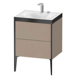 Duravit XViu Waschtisch-Unterschrank XV4709EB275P 60x48cm, 2 Auszüge, 2 Hahnlöcher, schwarz matt, Rahmen P, leinen