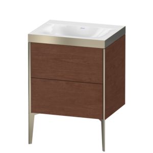 Duravit XViu vanity unit XV4709NB113P 60x48cm, 2 pull-outs, without tap hole, matt champagne, Rahmen P, American walnut