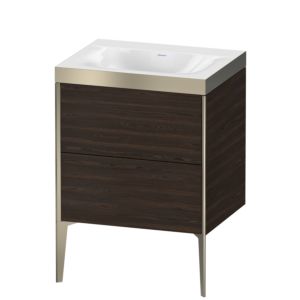 Duravit XViu Waschtisch-Unterschrank XV4709NB169P 60x48cm, 2 Auszüge, ohne Hahnloch, champagner matt, Rahmen P, nussbaum gebürstet