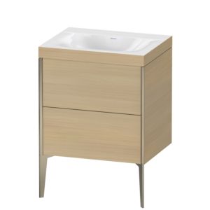 Duravit XViu Waschtisch-Unterschrank XV4709NB171C 60x48cm, 2 Auszüge, ohne Hahnloch, champagner matt, Rahmen C, mediterrane eiche